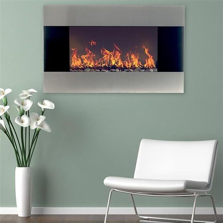 NORTHWEST Northwest 80-EF421S 36 in. Stainless Steel Electric Fireplace with Wall Mount & Remote 80-EF421S